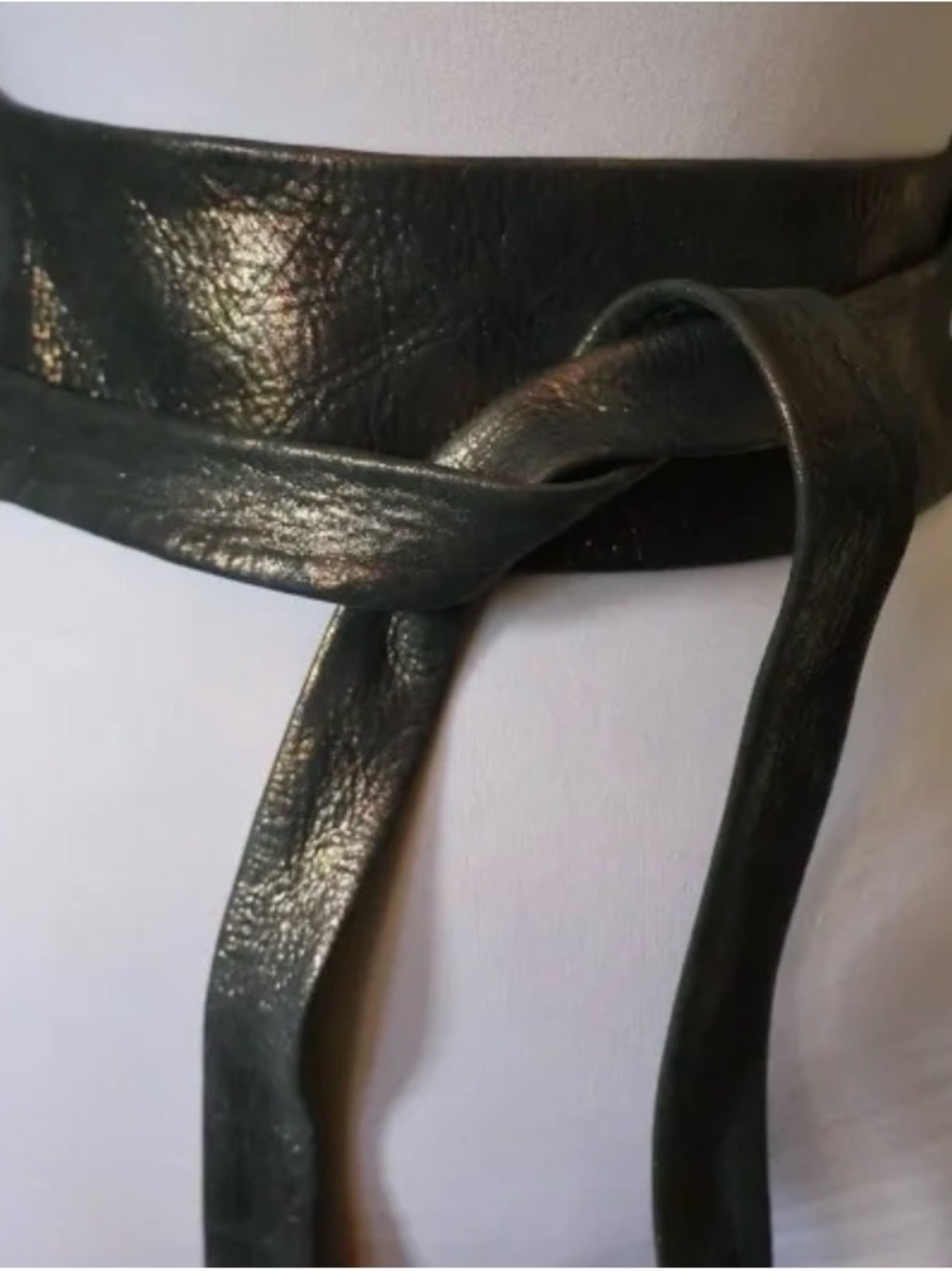ADA Bronze Metallic Leather Tie Belt